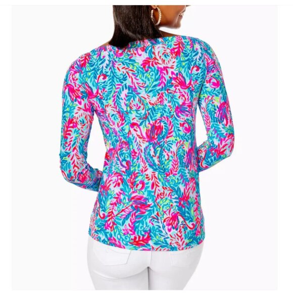 NWOT | Lilly Pulitzer |  Aleah Long Sleeve Top | XL | Surf Blue Flim Flam print - Picture 2 of 7